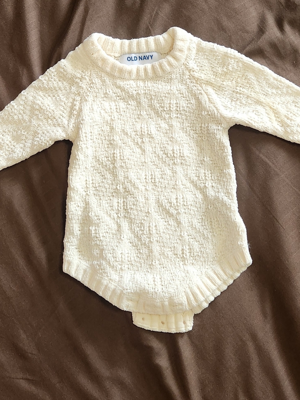 Old Navy Cream Textured Baby Knit Onesie